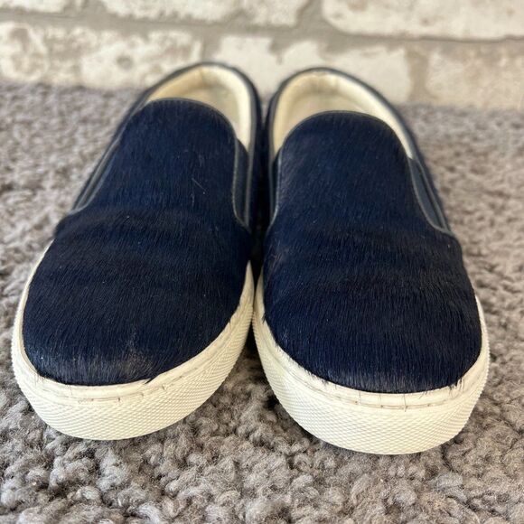 Del Toro Pony Hair Loafers Womens 6 Blue Slip On Comfort Shoe Handmade in Italy - Picture 4 of 12